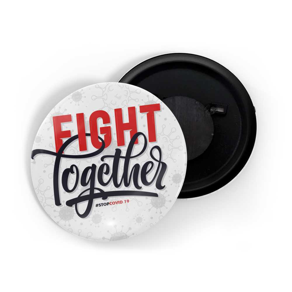 dhcrafts Fridge Magnet Covid White Fight Together coronavirus Covid 19 pandemic positive quote Glossy Finish Design Pack of 1